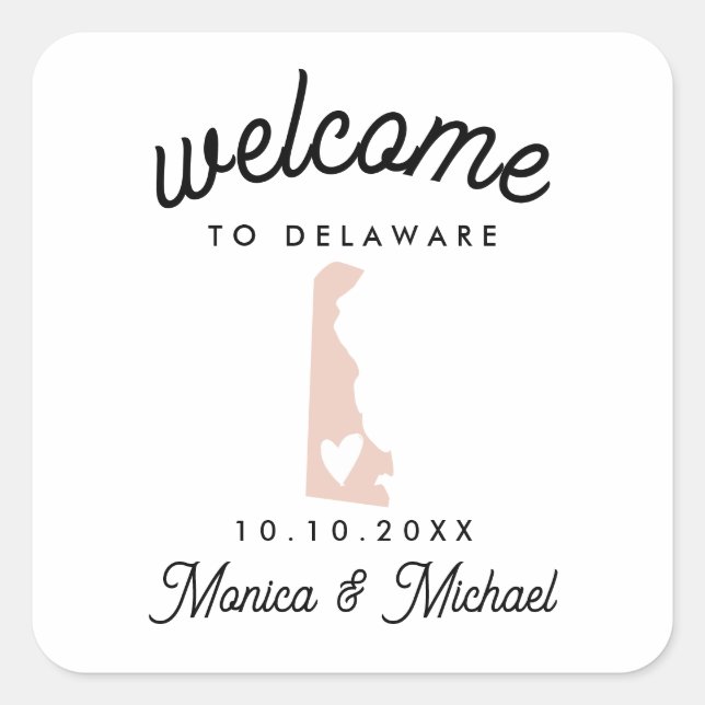 DELAWARE State Destination Wedding ANY COLOR!   Square Sticker (Front)