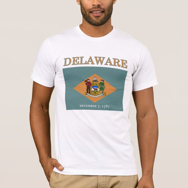 Delaware State Flag Bella Canvas T-shirt (Front)