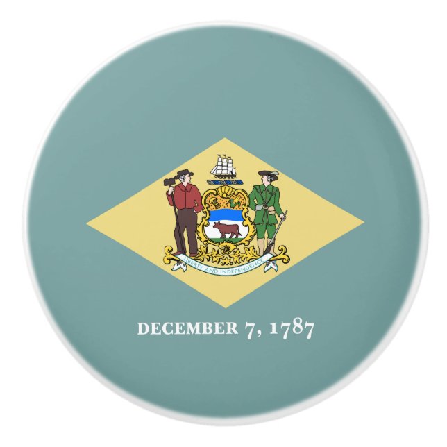 Delaware State Flag Ceramic Knob (Front)