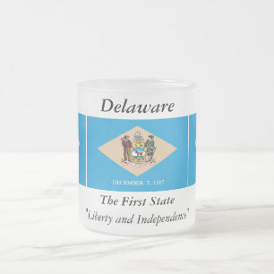 Delaware State Flag Frosted Glass Coffee Mug