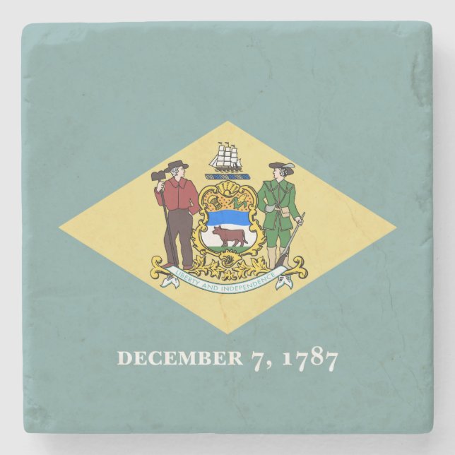 Delaware State Flag Stone Coaster (Front)