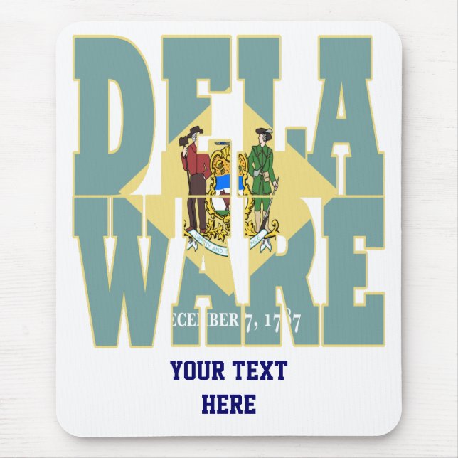 Delaware state flag text mouse mat (Front)