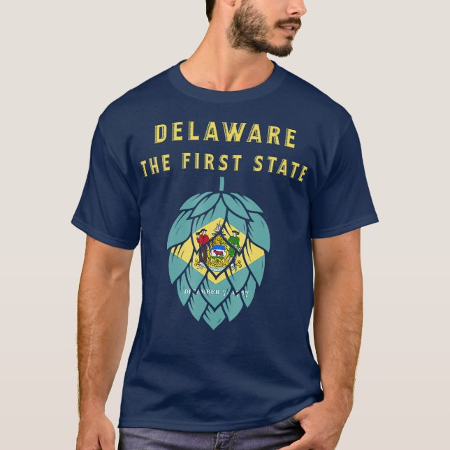 Delaware State Flag The First State Craft Beer T-Shirt (Front)