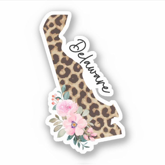 Delaware State Leopard Print With Flowers (Front)