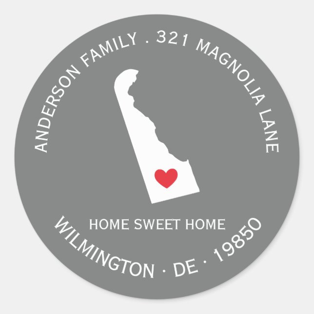 DELAWARE State | New Home Address Label Sticker (Front)