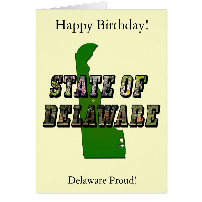 Delaware State Outline Map Birthday (Front)