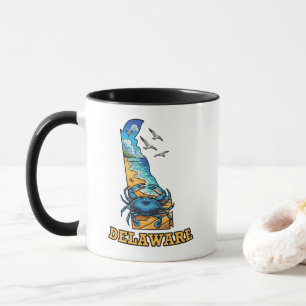 Delaware State Outline Tattoo Style Mug