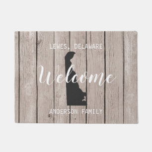 Delaware State Personalised Welcome Wood Look Doormat