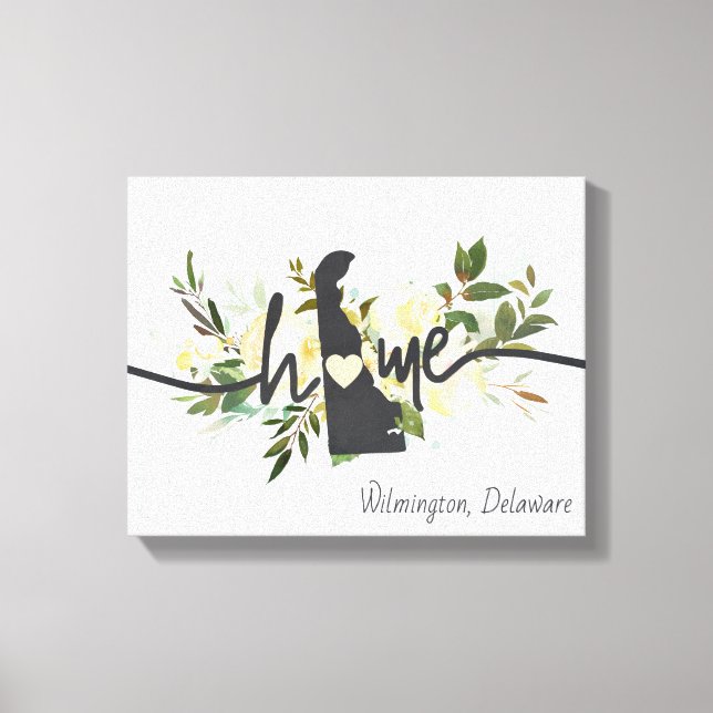 Delaware State Personalised Your Home City Rustic Canvas Print (Front)