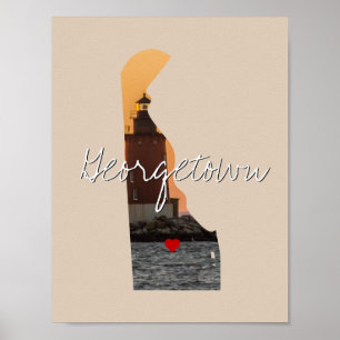 Delaware State Photo insert and town name Poster