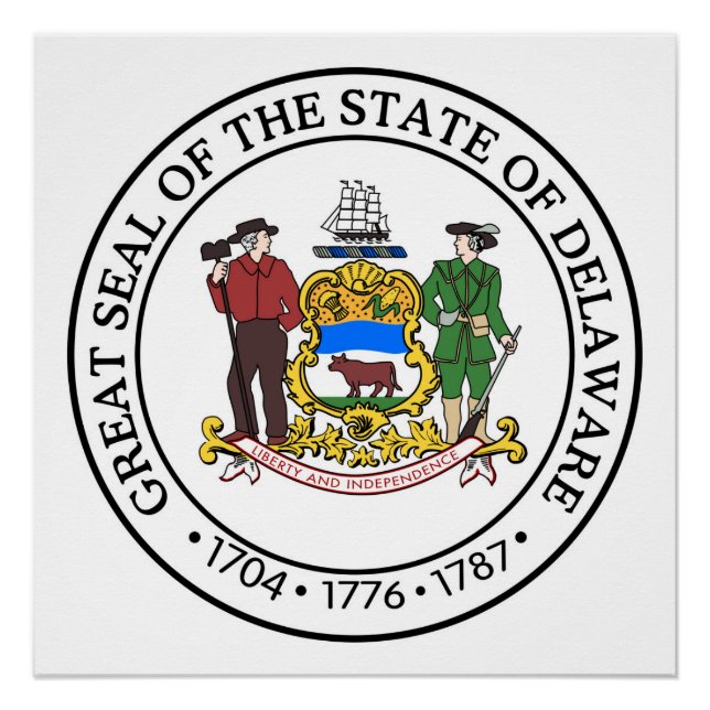 Delaware state seal america republic symbol flag poster (Front)