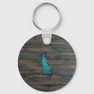 Delaware State Shape Teal Key Ring