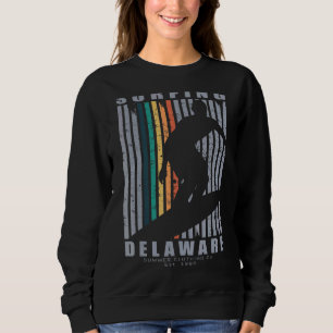 Delaware Surfing Beach Retro Surfing Summer Vacati Sweatshirt