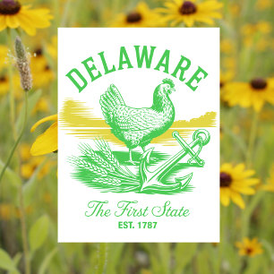 Delaware The First State Est. 1787 Vintage Travel Postcard