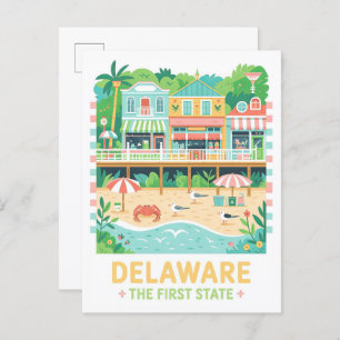 Delaware the First State USA Summer Travel Postcard