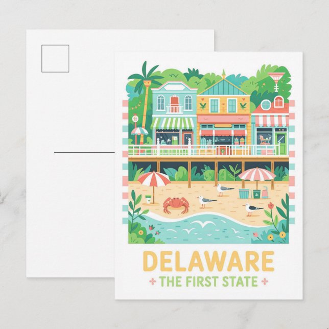 Delaware the First State USA Summer Travel Postcard (Front/Back)