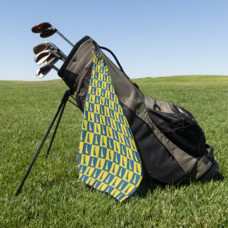 Delaware US State Blue Yellow Gold Pattern Golf Towel
