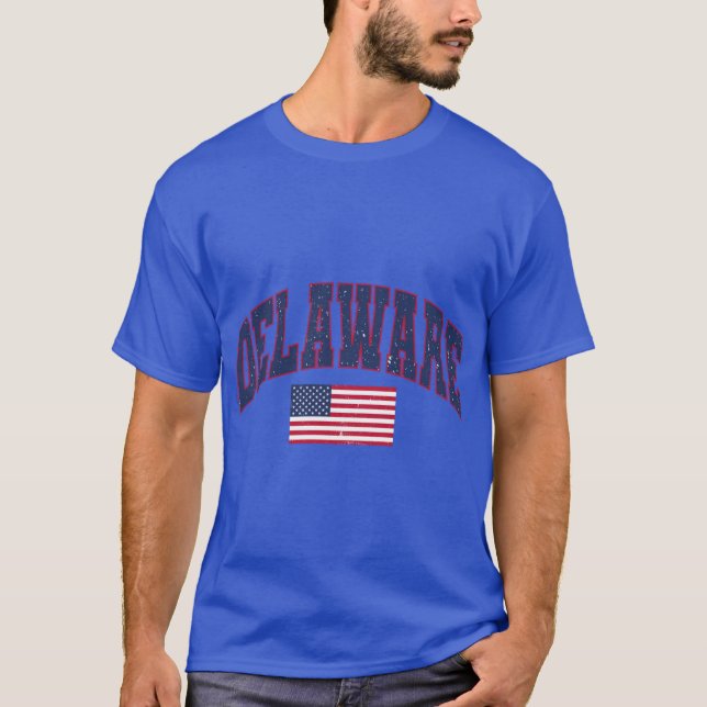 Delaware USA Flag Retro Shirt for 4th of July Patr (Front)