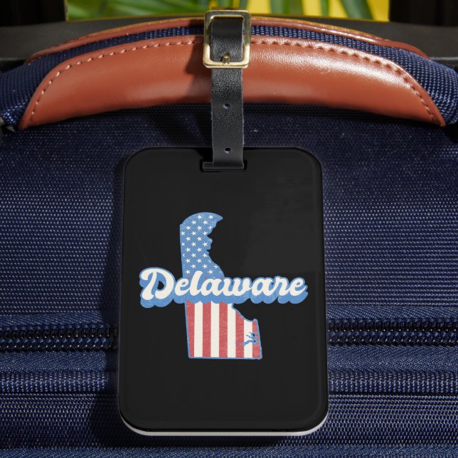 Delaware USA Map American flag Luggage Tag (Front Insitu 2)