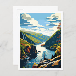 Delaware Water Gap vintage travel illustration Postcard