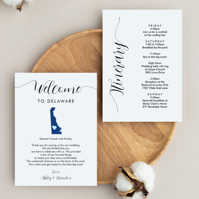 Delaware Wedding Welcome Letter Itinerary Card (Creator Uploaded)