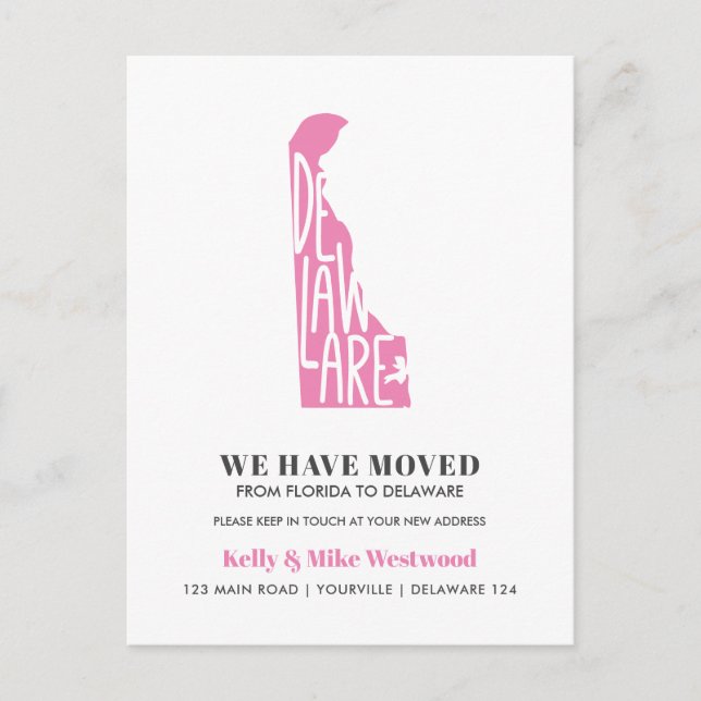 DELAWARE We've moved New address New Home Postcard (Front)