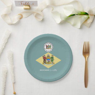 Delawarean Flag & Seal, Delaware Paper Plate