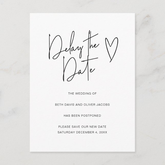 Delay the Date Change of Plans Simple Invitation (Front)