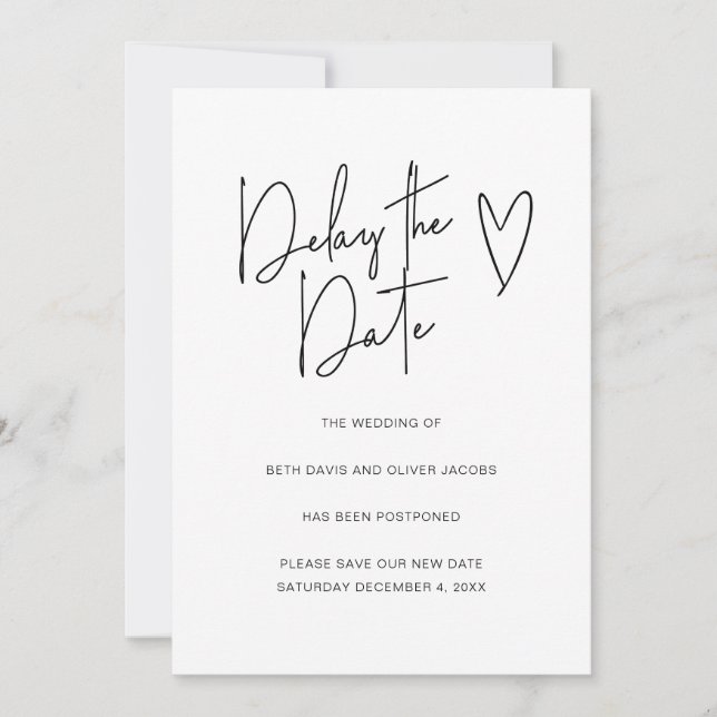 Delay the Date Change of Plans Simple Invitation (Front)