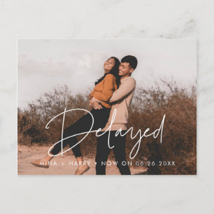 Delayed wedding announcement postcard
