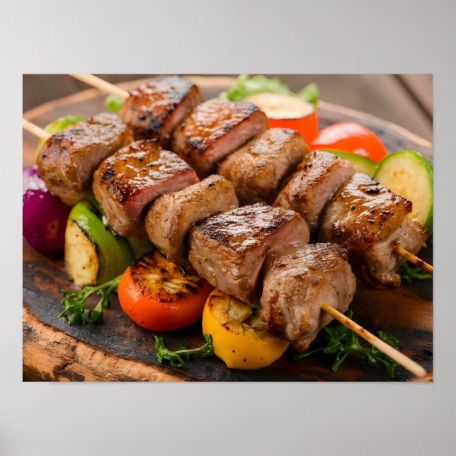 Delectable Grilled Meat Skewers Poster (Front)