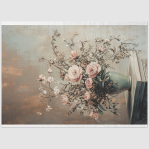 Delectable, Still Life, vintage pink rose floral  Tissue Paper