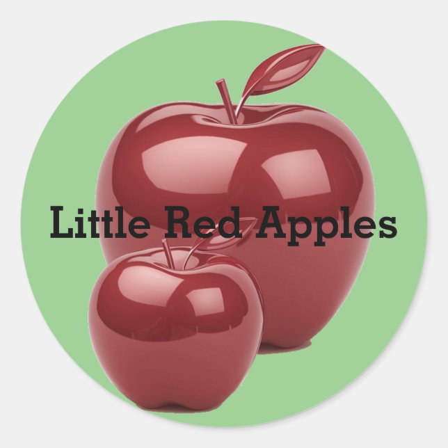 Delete or Edit Text Red Apples on Green Classic Round Sticker (Front)