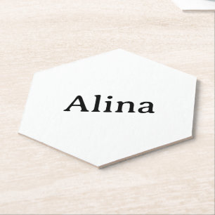 delete text add own design 4" x 4" Hexagon Pointed Paper Coaster