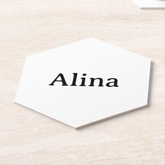 delete text add own design 4" x 4" Hexagon Pointed Paper Coaster (Angled)