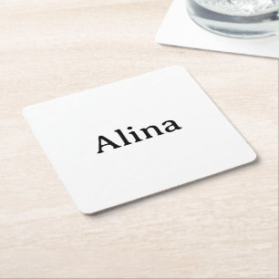delete text add own design 4" x 4" square paper coaster