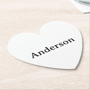 Delete Text Replace Own Design 4" x 4" Heart Paper Coaster