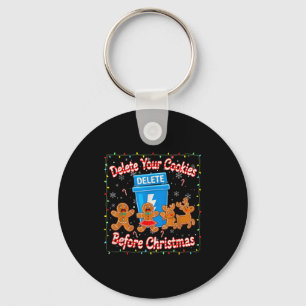 Delete Your Cookies Funny Christmas Key Ring