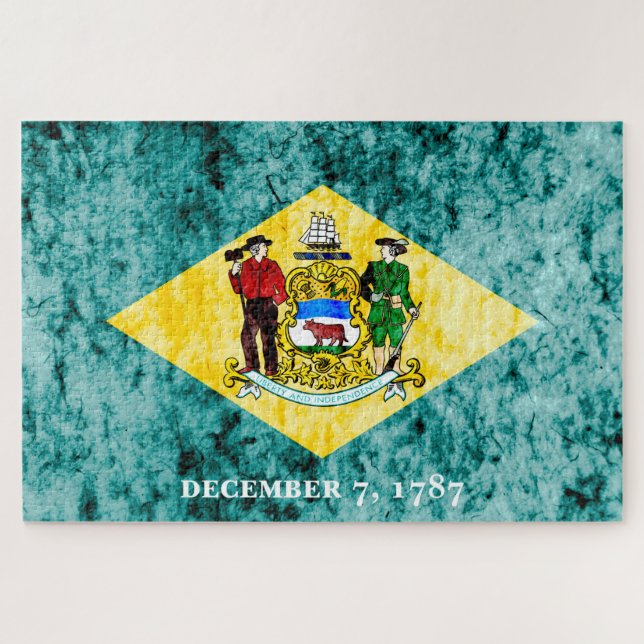 Deleware State Flag Grunge Jigsaw Puzzle (Horizontal)