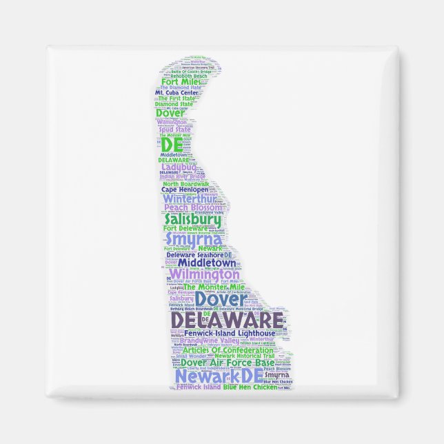 Deleware Word Cloud Magnet (Front)