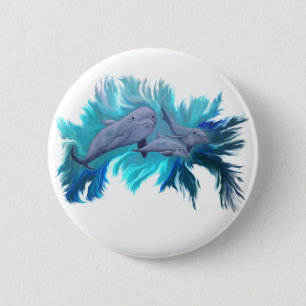 Delfin school 6 cm round badge