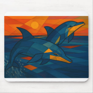 Delfine im kubistischen Stil Mouse Mat