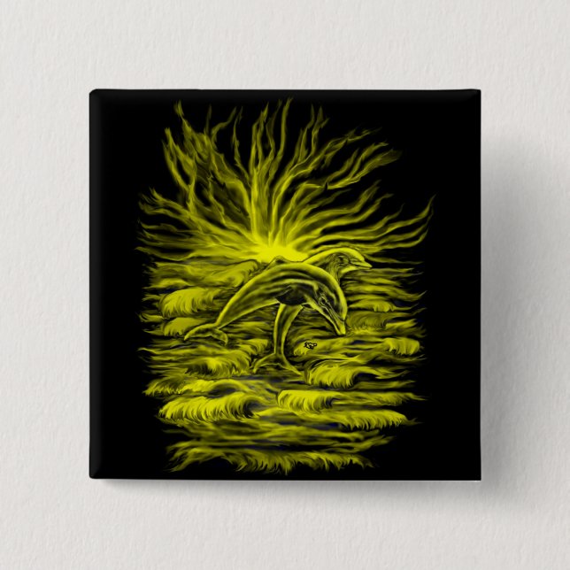 Delfinpaar 15 Cm Square Badge (Front)