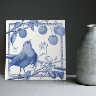 Delft Bird Cherry Thief Wall Decor Art Deco Tile