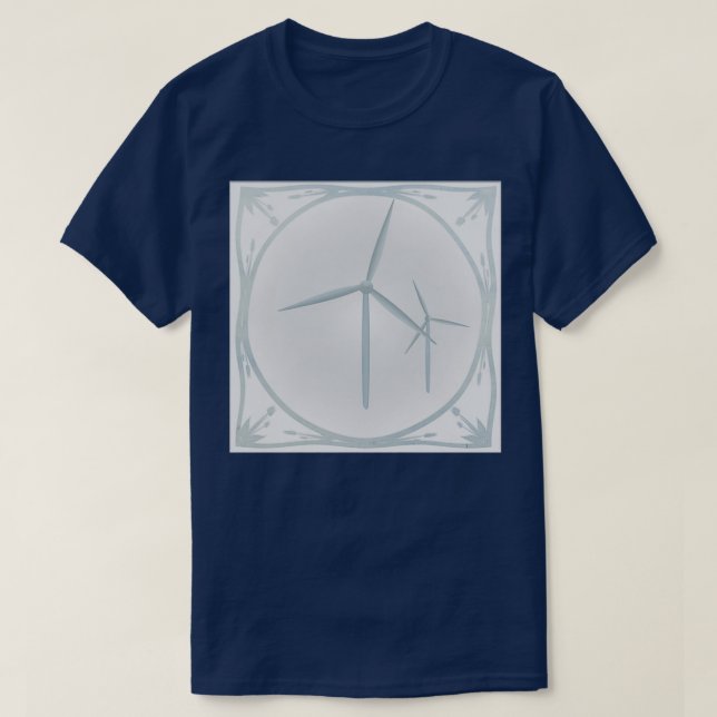 Delft blauw style tile with wind turbines T-Shirt (Design Front)