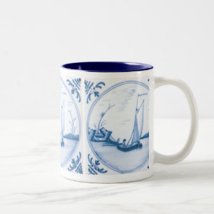 Delft Blue and White Sailboat Coffee Mug