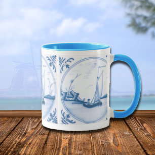 Delft Blue and White Sailboat Coffee Mug