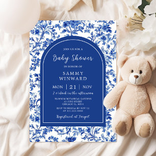 Delft Blue Antique Chinoiserie Baby Shower Invitation