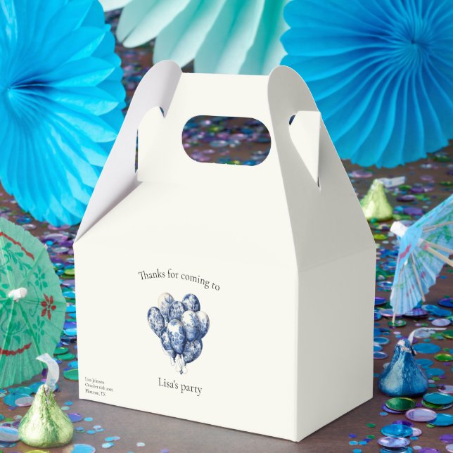 Delft Blue Balloons customisable Favour Box (Party)