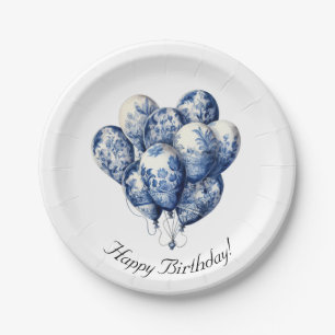 Delft Blue Balloons, customisable  Paper Plate